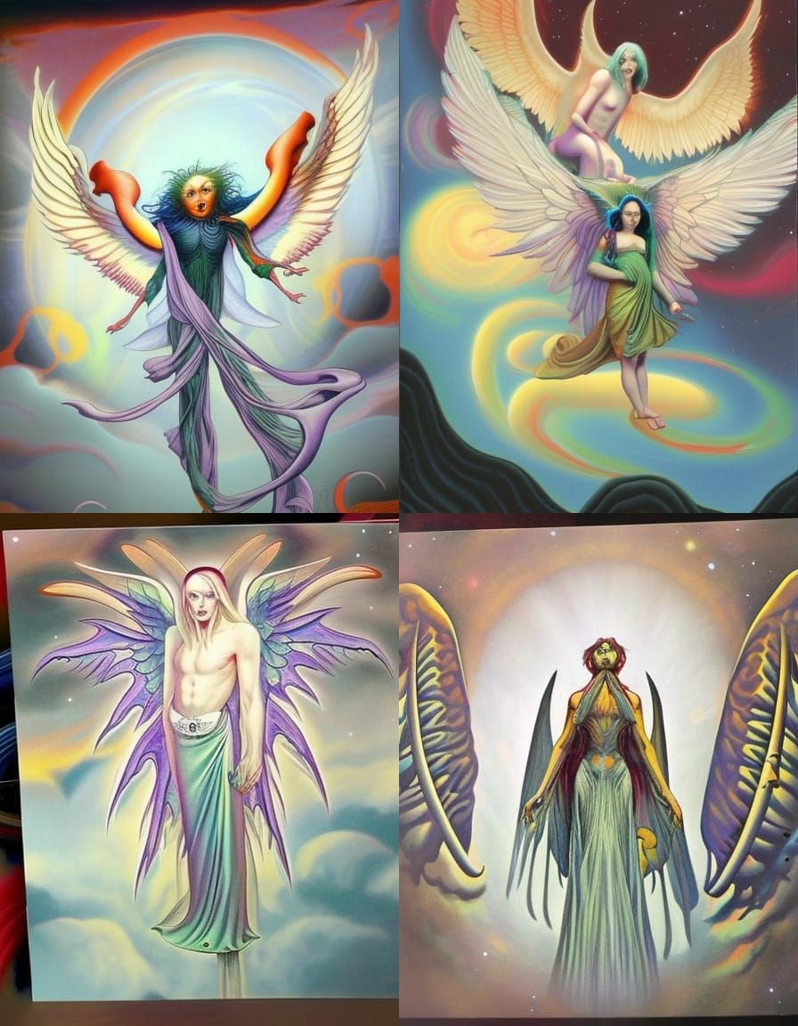 Ominous Angel of Darkness in Psychedelic Art