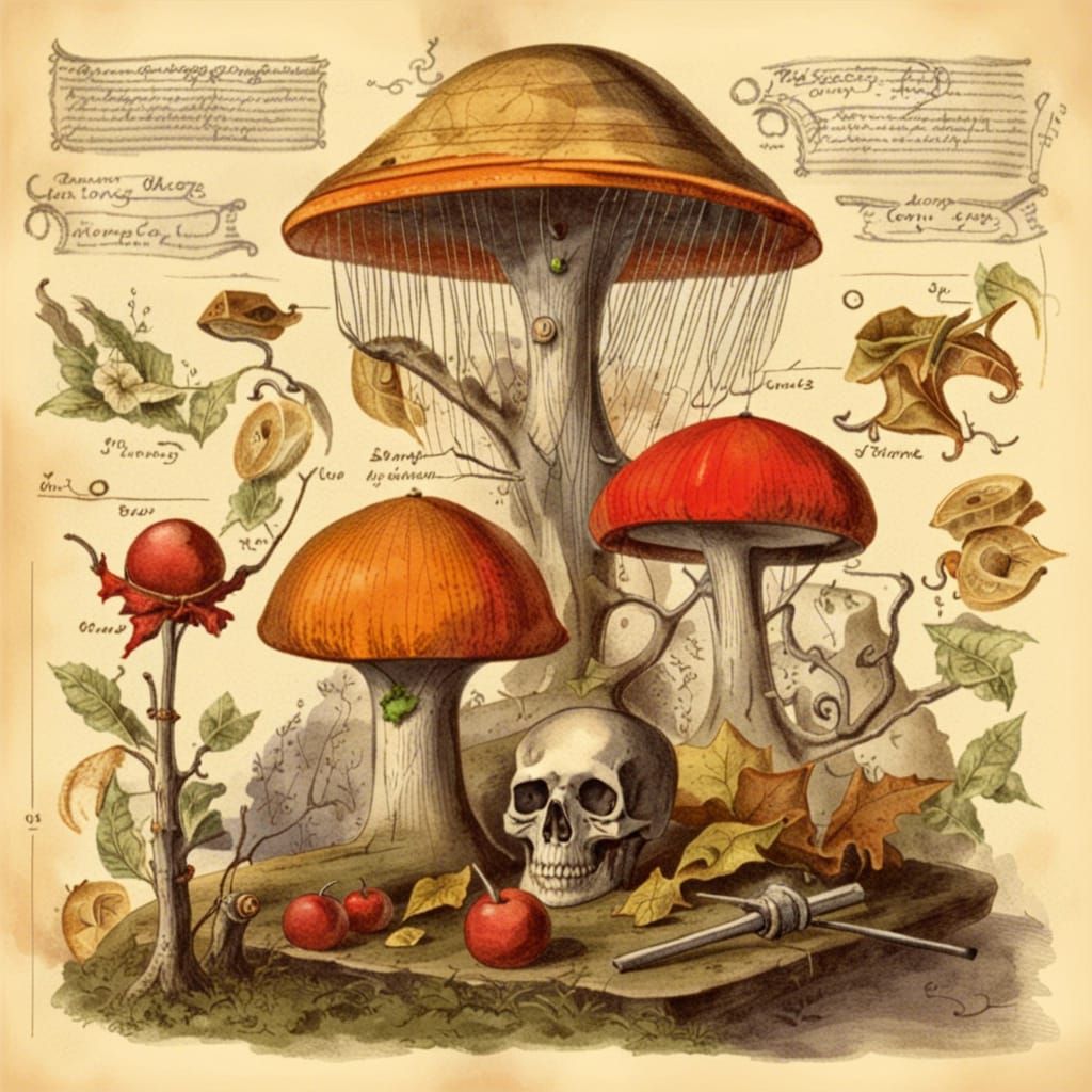 Black Trumpet Mushroom Witch Ingredient Illustration