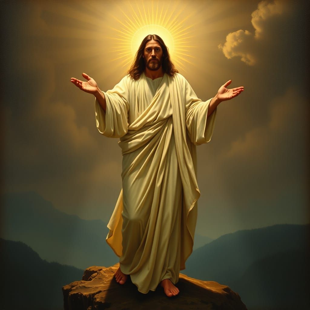 Jesus on Mountain in Baroque Style