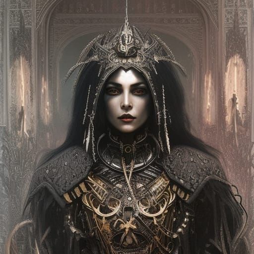 Dystopian Sorceress in Dark Academia Style