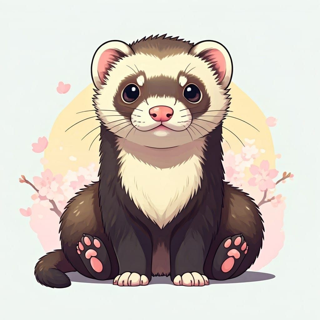 Whimsical Anime-Style Ferret Character