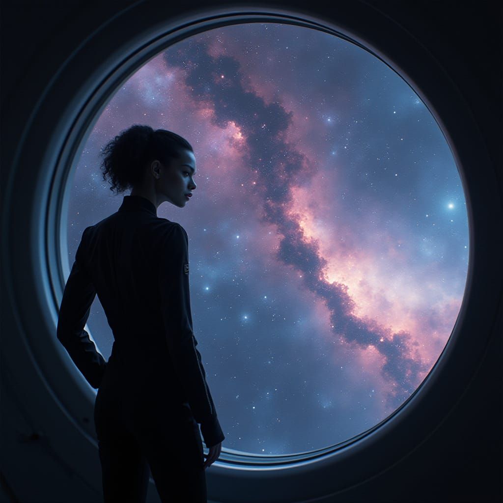 Interstellar Traveler Gazing at Starry Cosmos in 4K