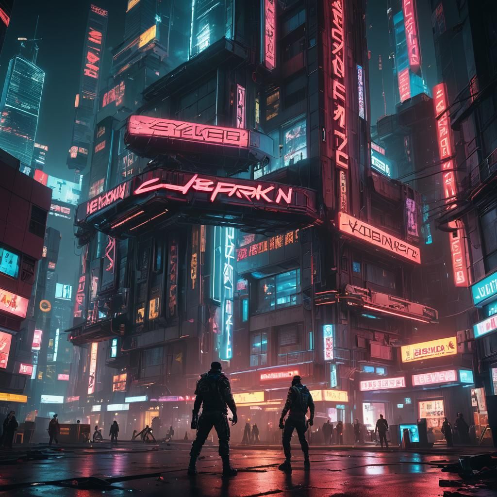 Cyberpunk City Under Video Game Invasion
