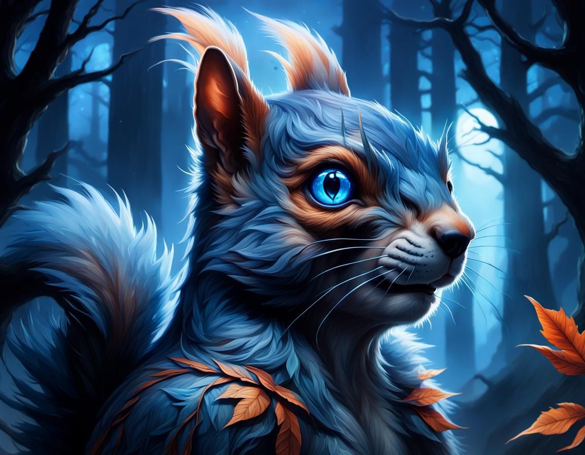 Weresquirrel Portrait in Dark Fantasy Landscape