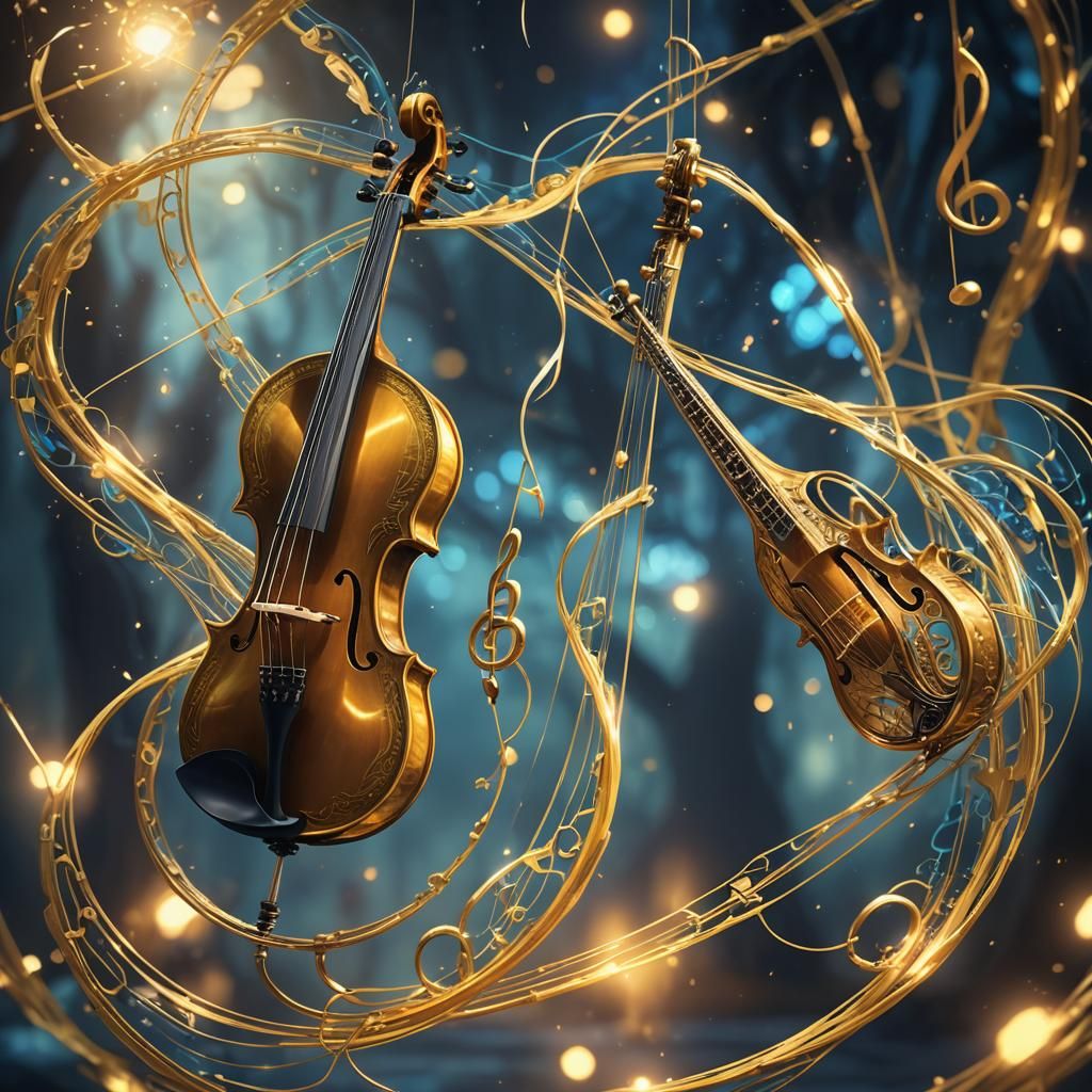 Ethereal Harmony: Magical Instruments in Fantasy Art Style
