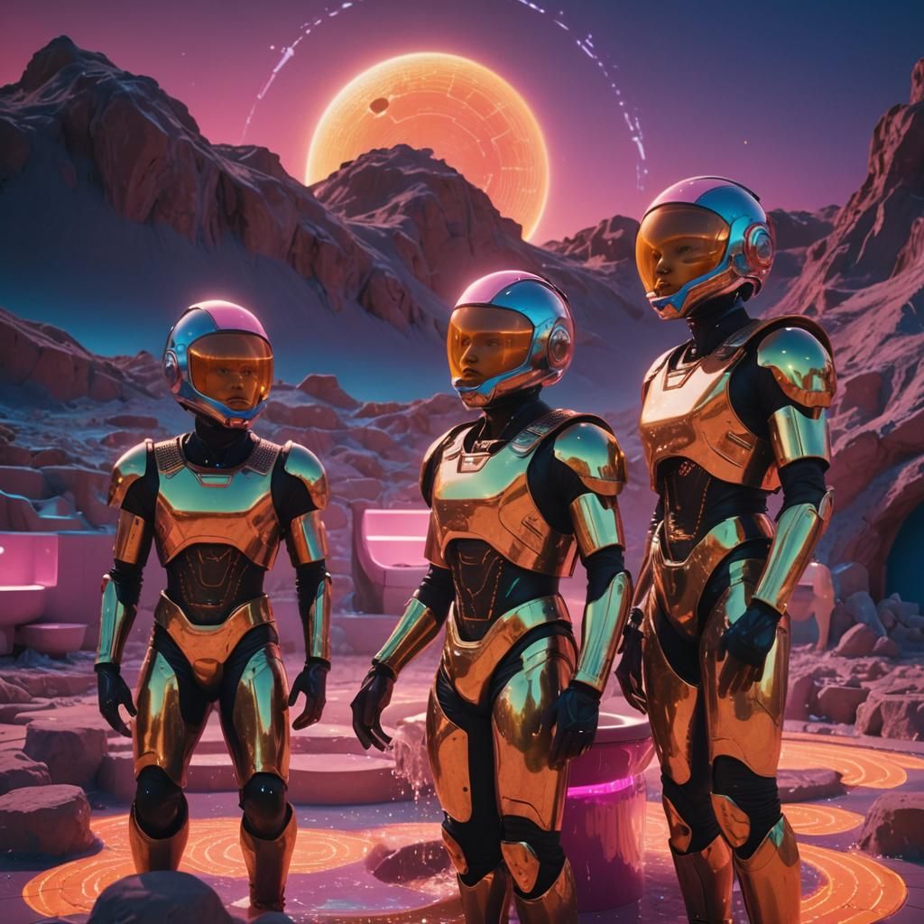 Neon Skibidi Dancer on Toilet: Retro-Futuristic Film Still