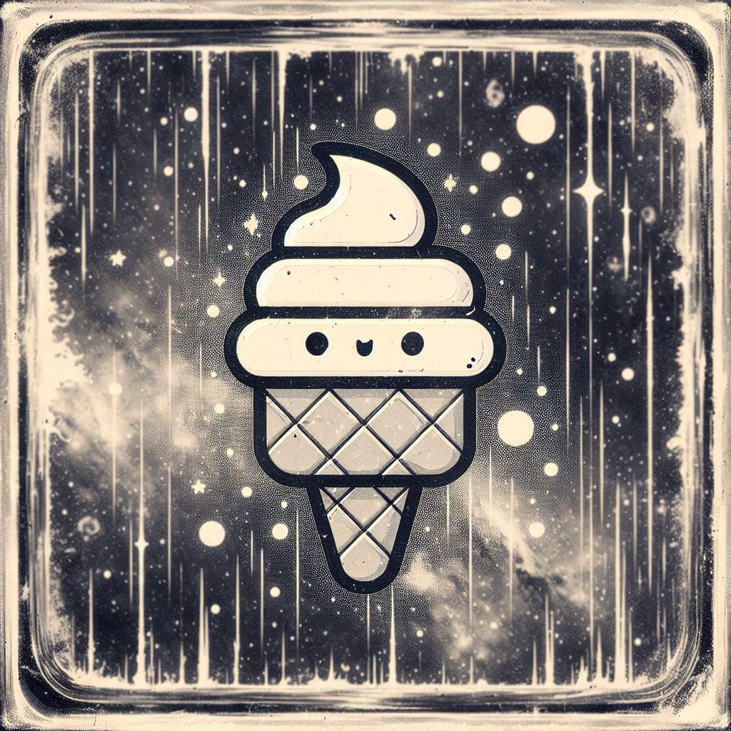 Kawaii Ice Cream Floats in Space: Abstract Art