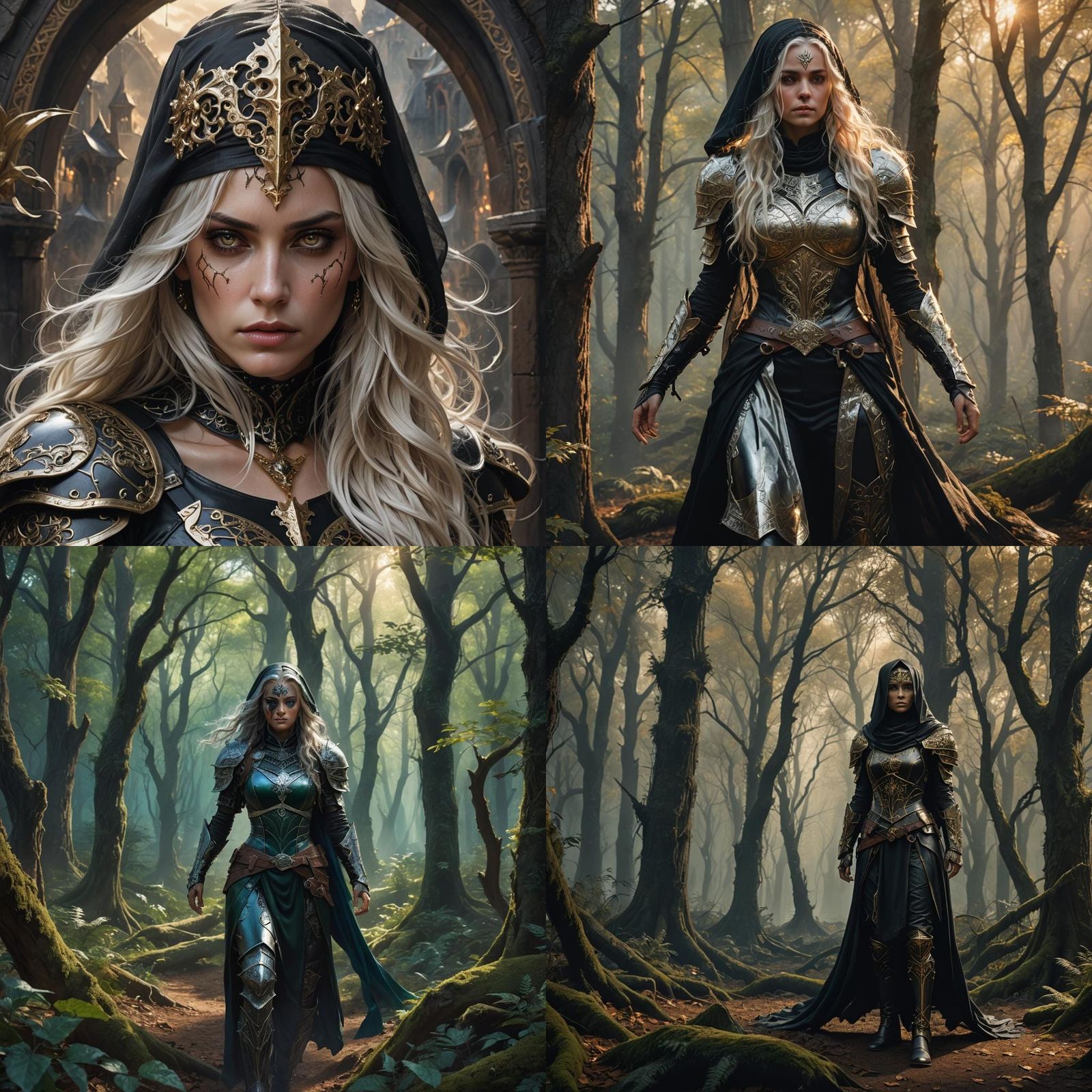Fantasy Woman in Dark Leather Armor
