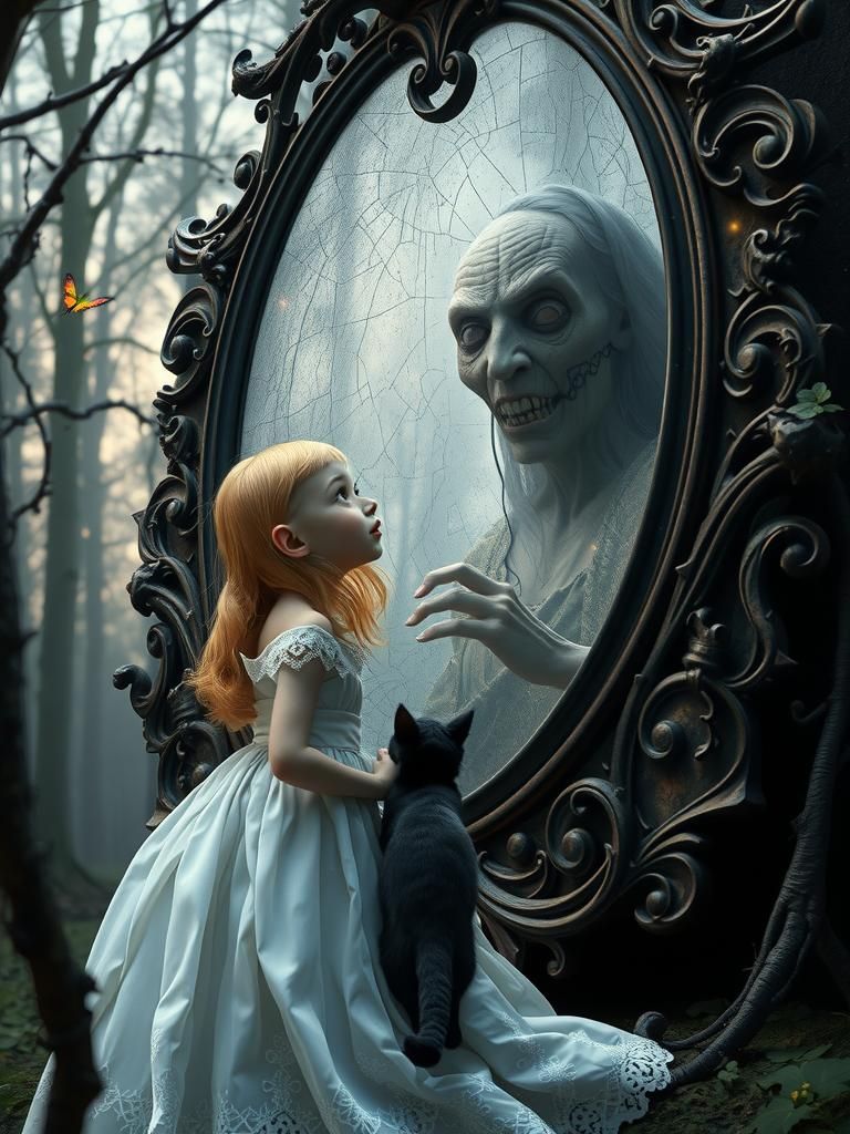 Girl and Black Cat by Gothic Mirror