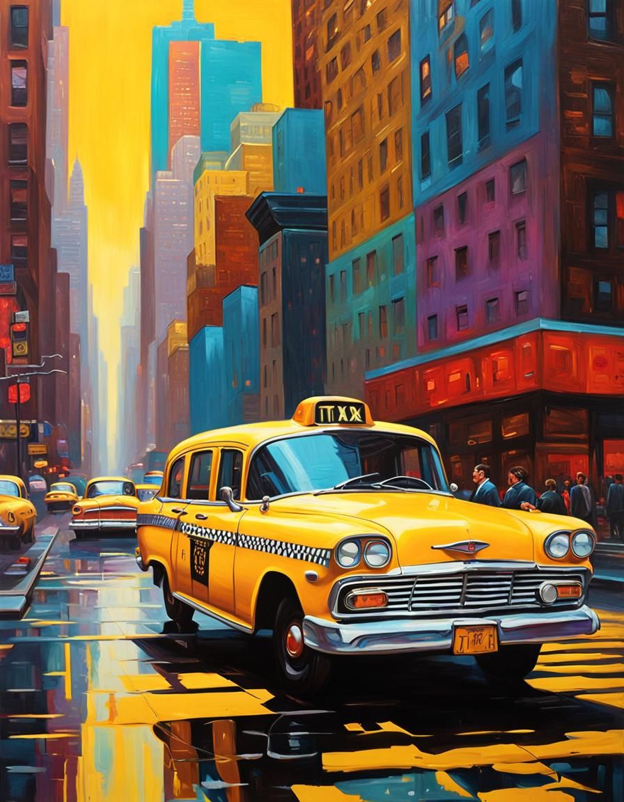 1960s NYC Yellow Taxi in Tretchikoff Style