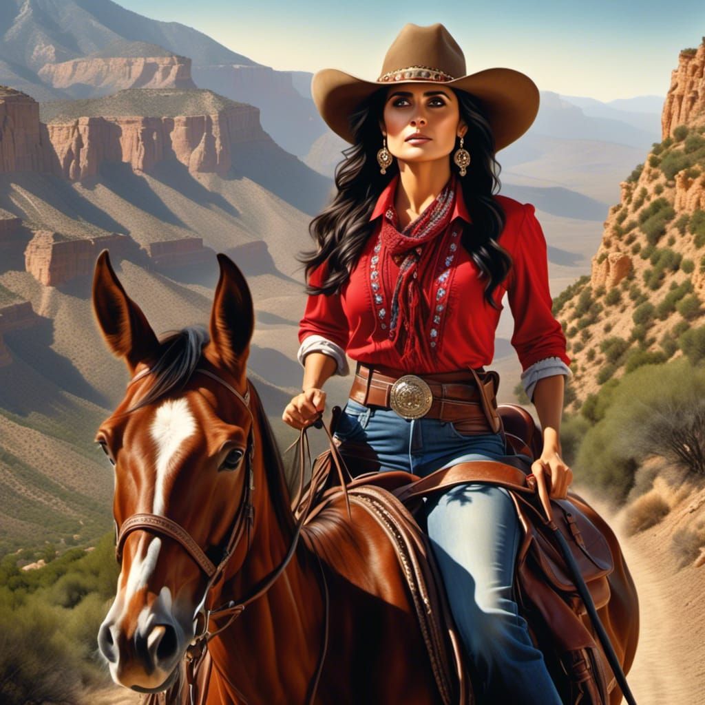 Salma Hayek as Mexican Revolutionary, Photorealistic Oil Pai...