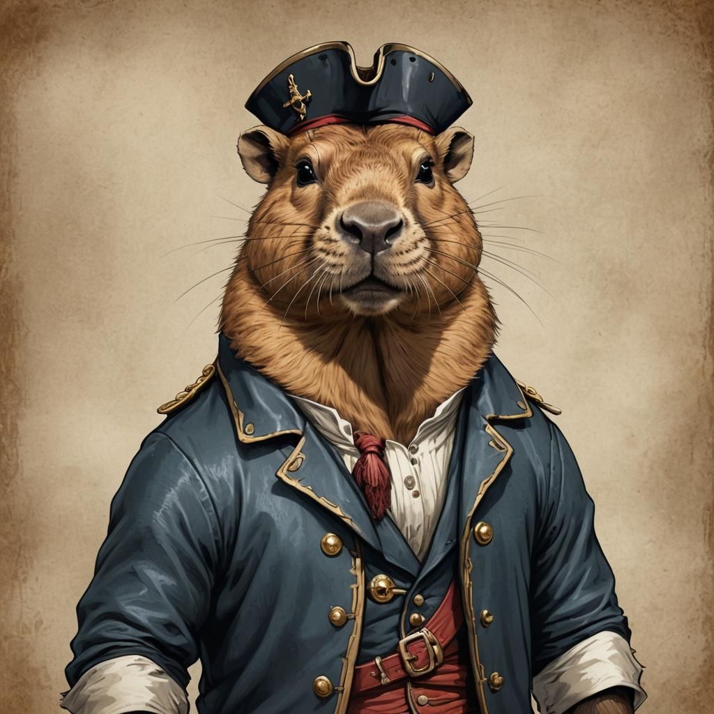 Handsome Capybara Pirate Portrait in Cinematic Style