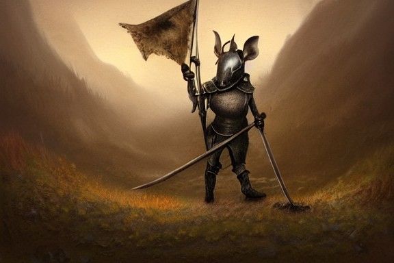 Whimsical Rat Knight in Desolate Valley