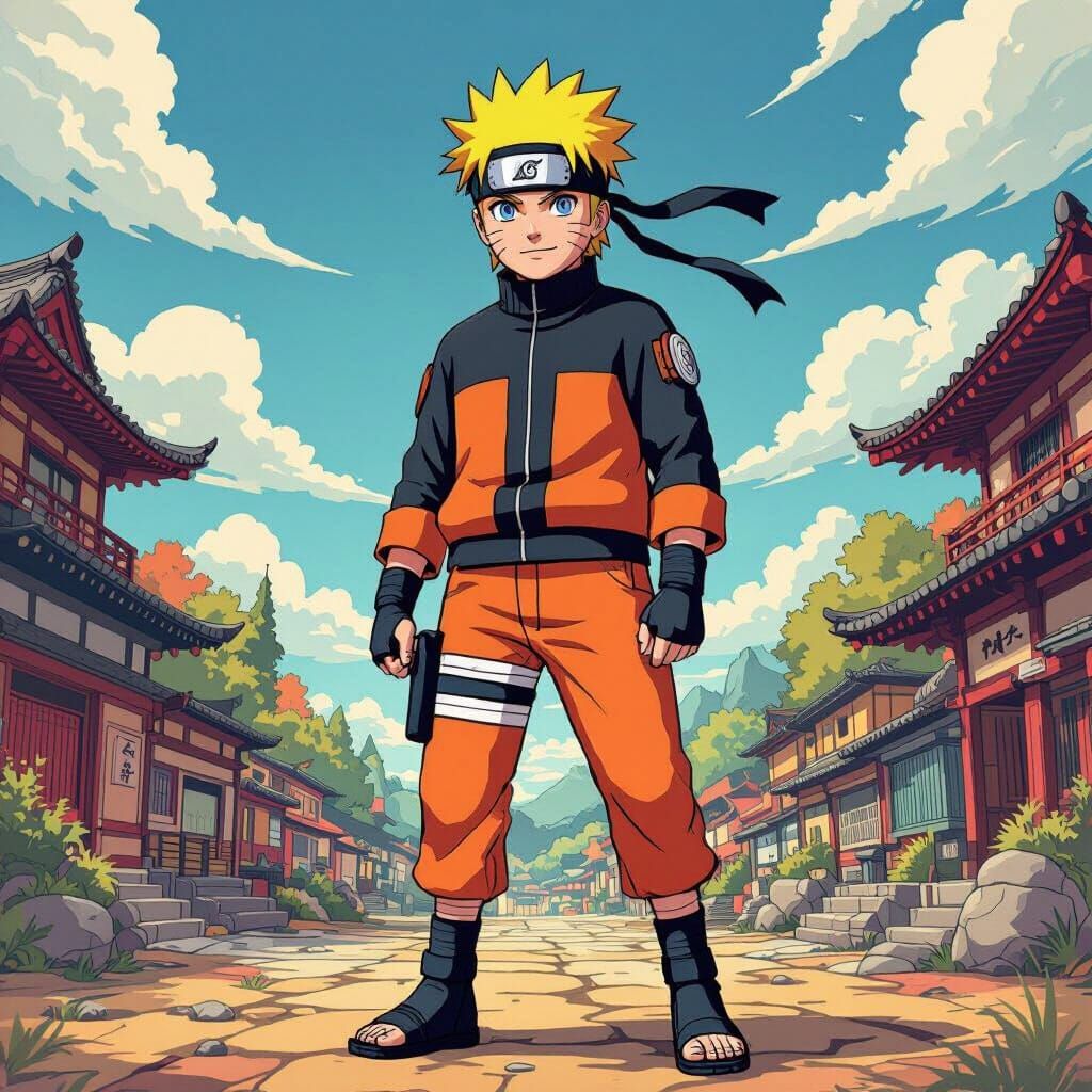 Heroic Naruto in Manga Style