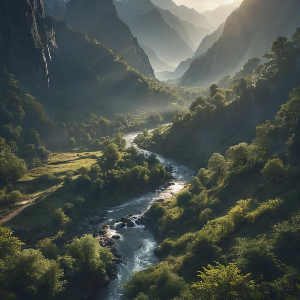 Epic River Valley Digital Matte Painting