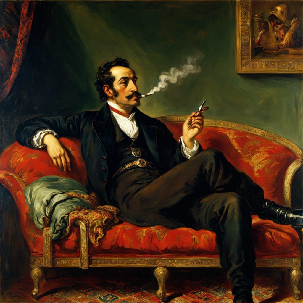 Turkish smoking on a couch