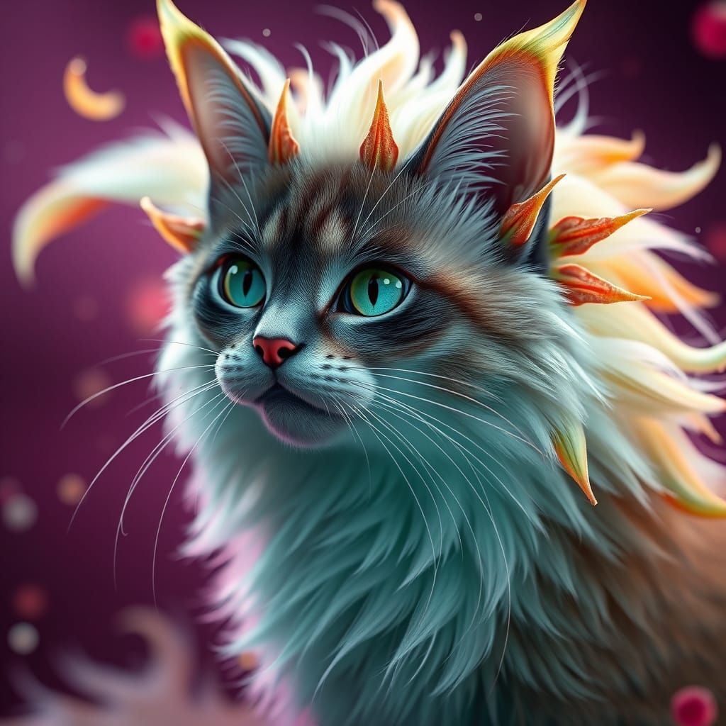 Fantastical Feline with Dragon Fruit Hair in Detailed Matte ...