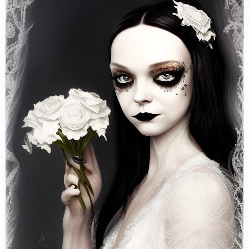 Wednesday Addams as Melancholy Gothic Bride