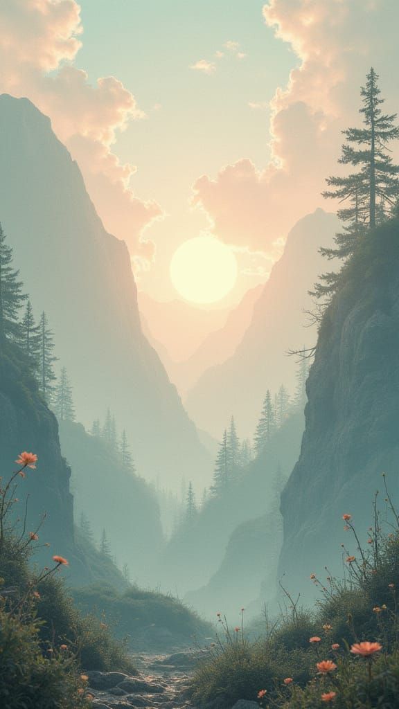 Inspiring Collage with Uplifting Quotes and Serene Landscape...