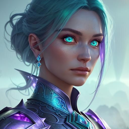 Fantasy Woman with Gemstone Eyes: Hyperrealistic Portrait