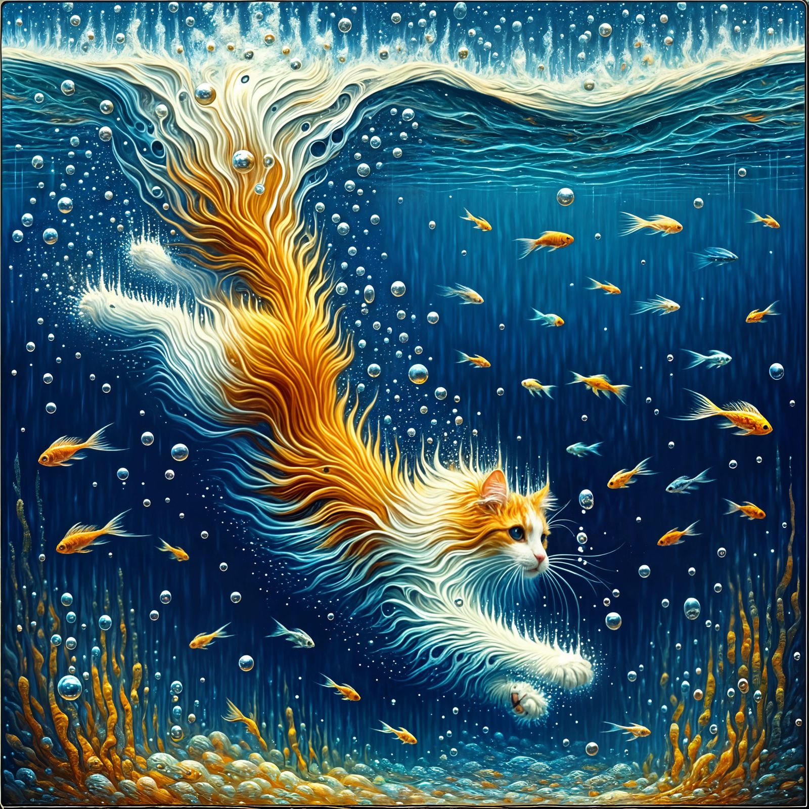 Cat Diving into the Deep Blue Sea