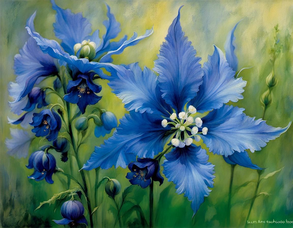 Delphinium and Monkshood in Fantasy Style