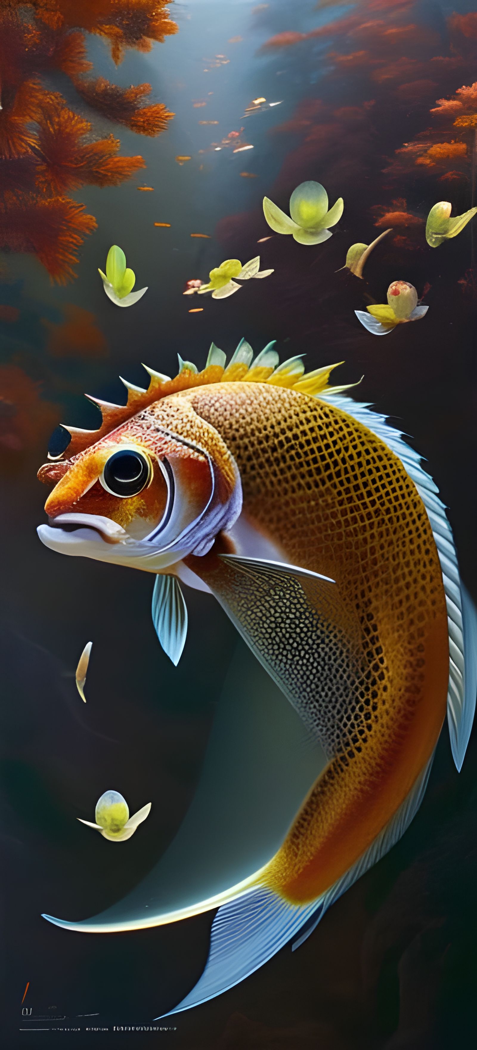 Koi Fish in Art Nouveau Impasto Style