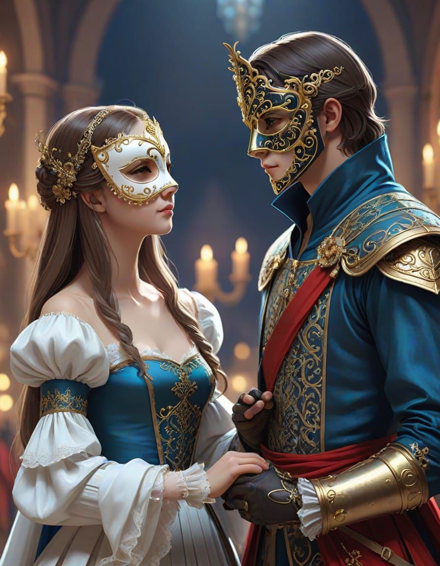14th Century Masquerade Ball Romance in Cyberpunk 3D