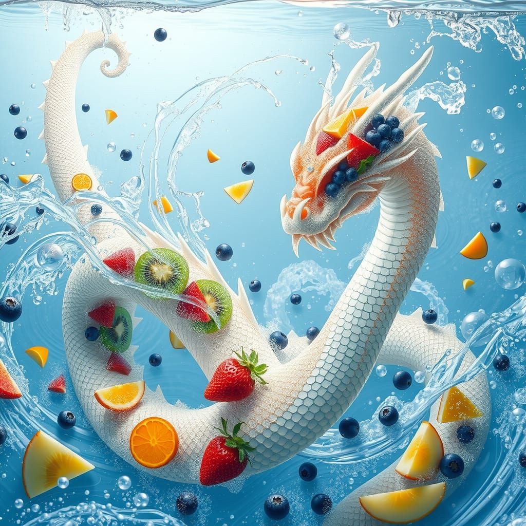Dreamlike Soda Dragon in Sparkling Aquatic Realm