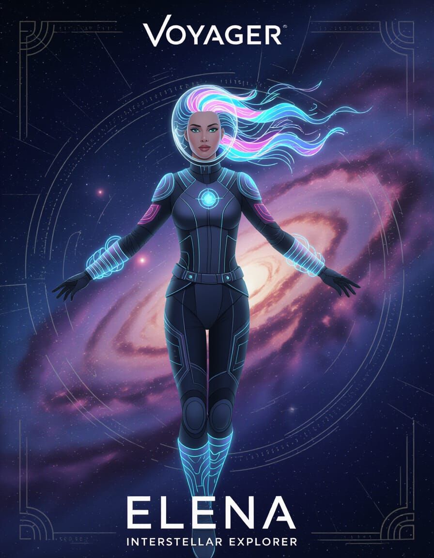 Interstellar Explorer Elena in Cosmic Energy Fields