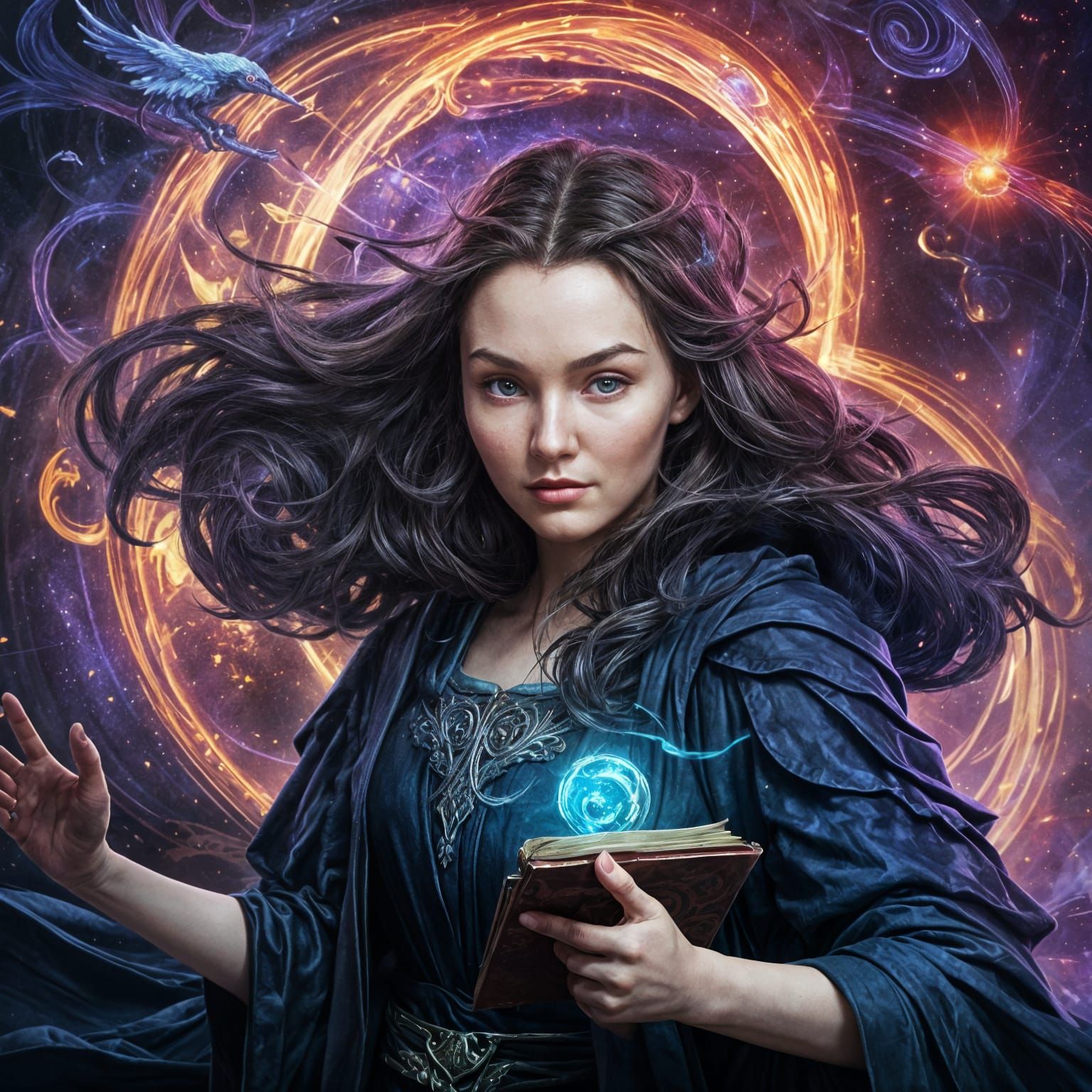 Fae Witch with Time Magic, Dark Fantasy Art