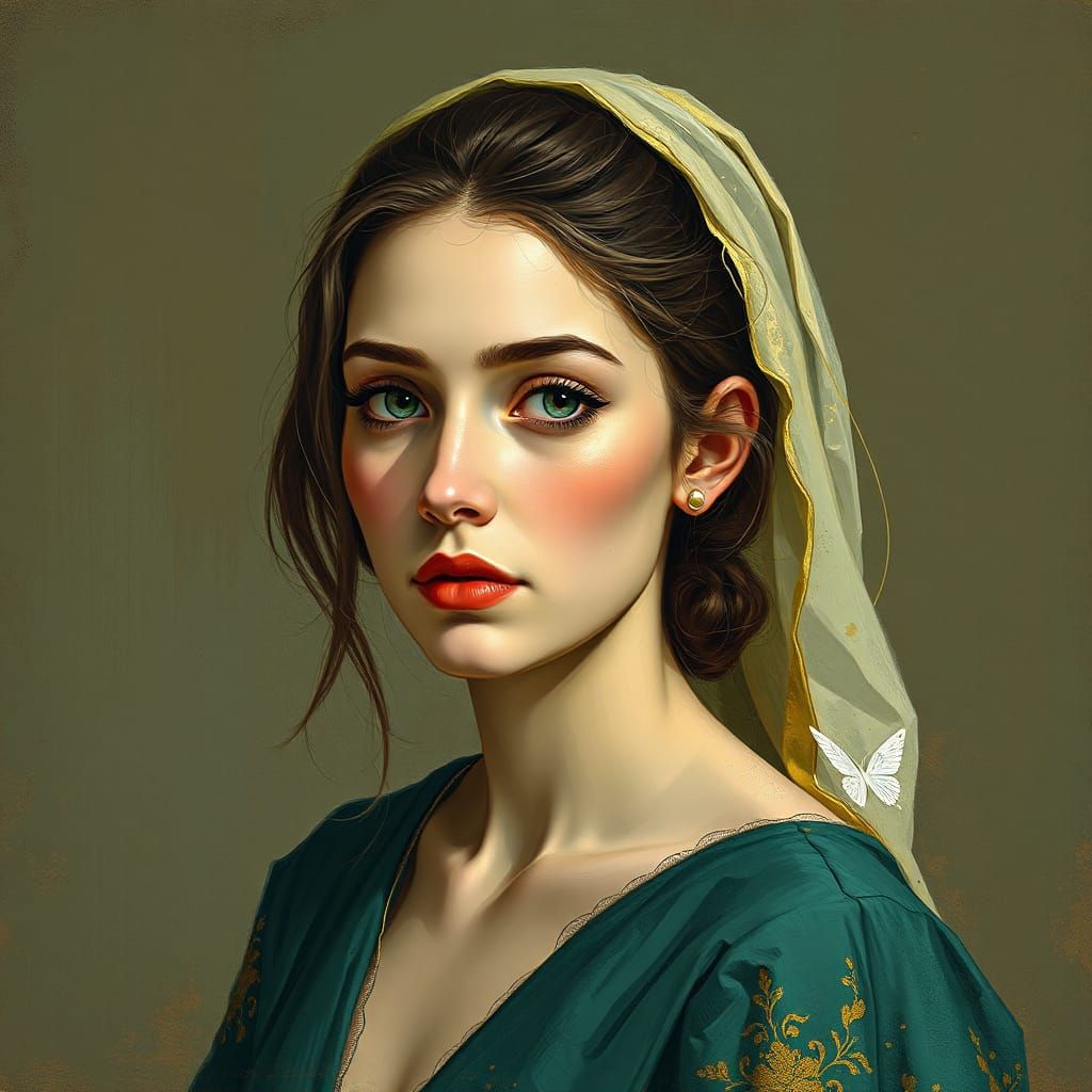 woman portrait in the style of Paul Iribe