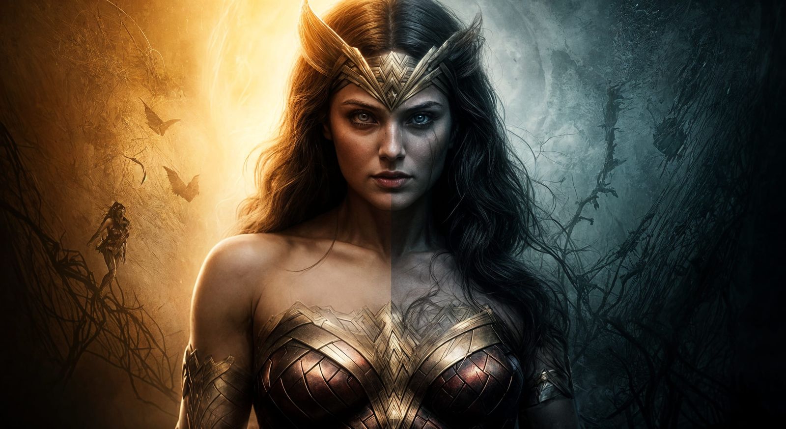 Wonder Woman Good vs Evil in Horror Style