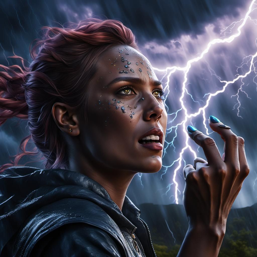 Stormy Sky Lights Woman's Face