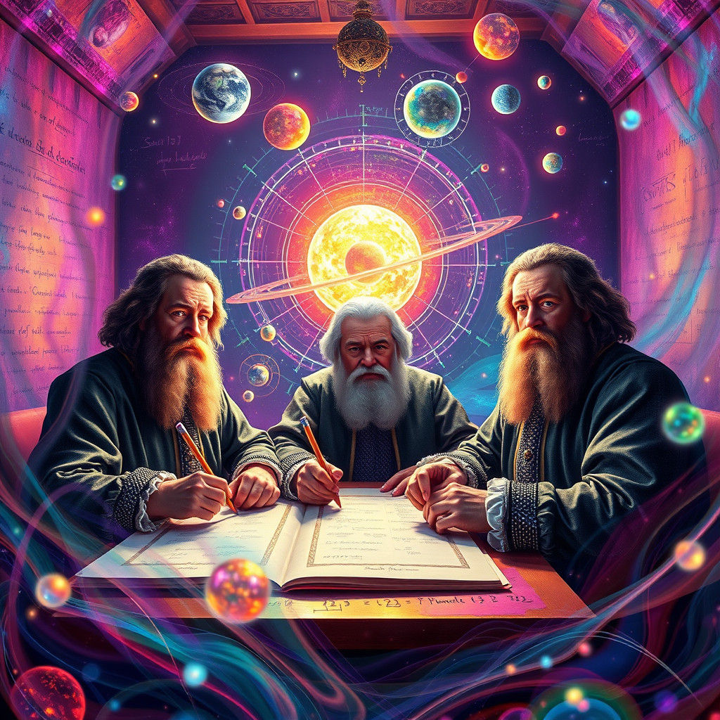 Copernicus, Galileo, and Kepler in Psychedelic Art