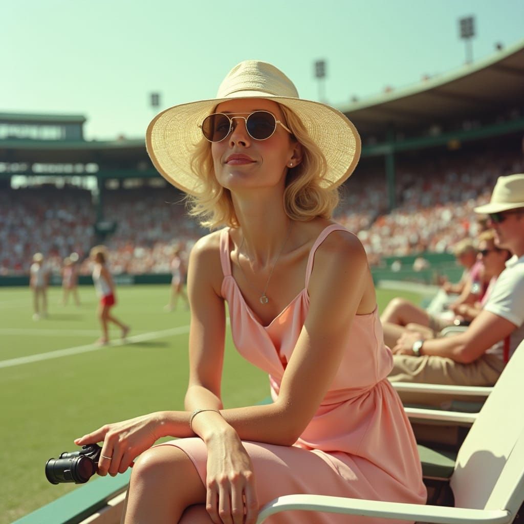 Faye Dunaway at 1970s Tennis Match