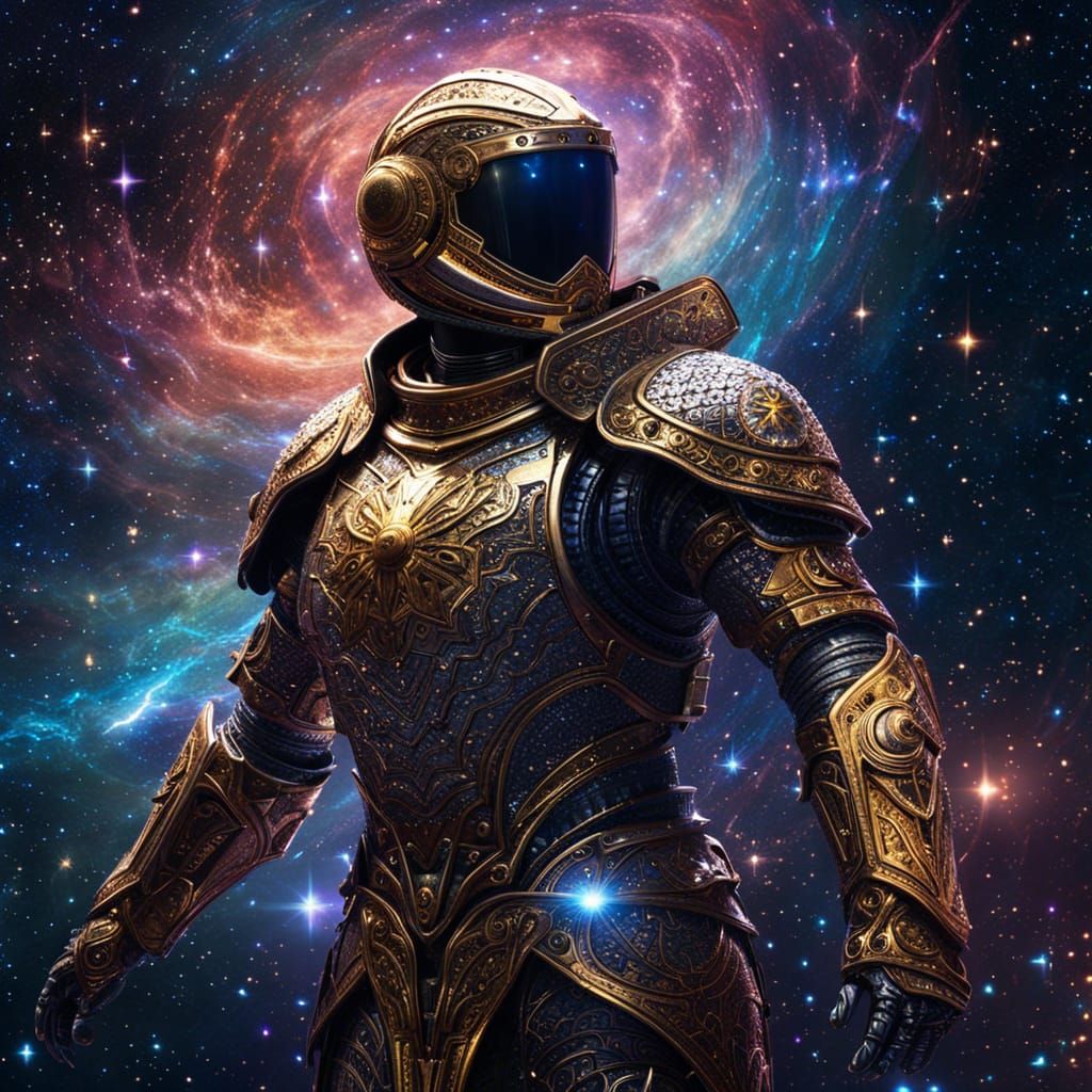 Celestial Knight Made of Stars and Nebula