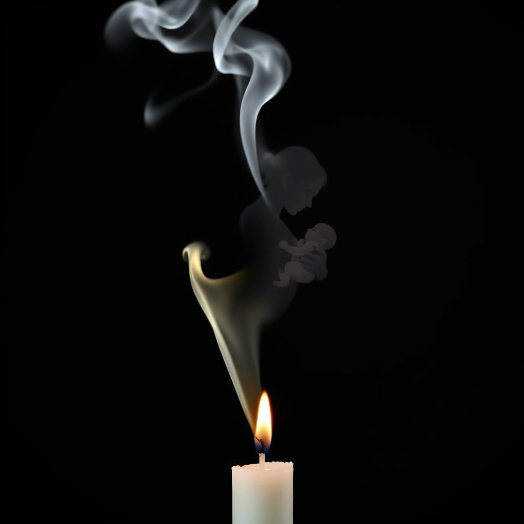 Candle Flame Transforms into Mother and Child