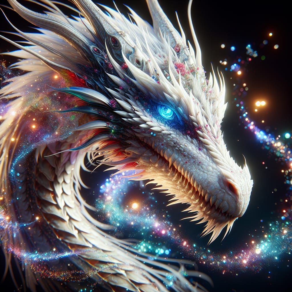 Fantasy Dragon with Magical Blue Eyes in 8K