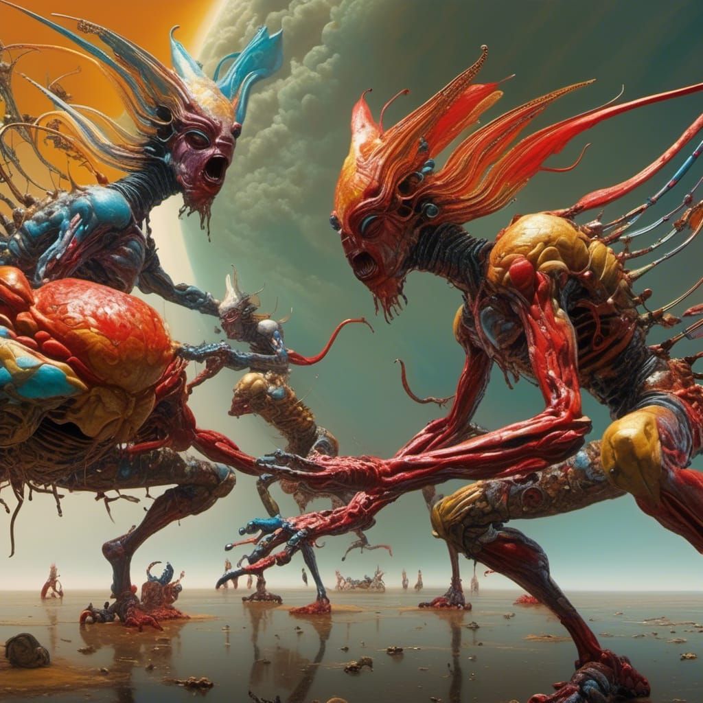 Abstract Alien Portrait in Bizarre Landscape