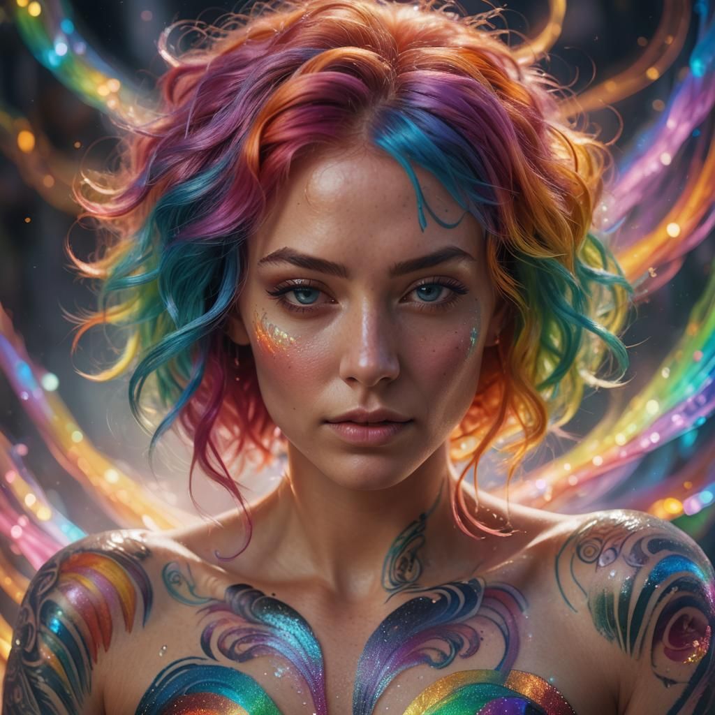 Rainbow Goddess: A Hyperrealistic Photoillustration
