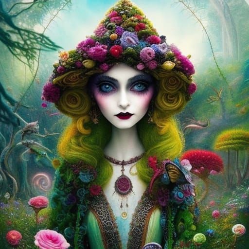 Fantastical Donut Landscape in Mixed Media Style