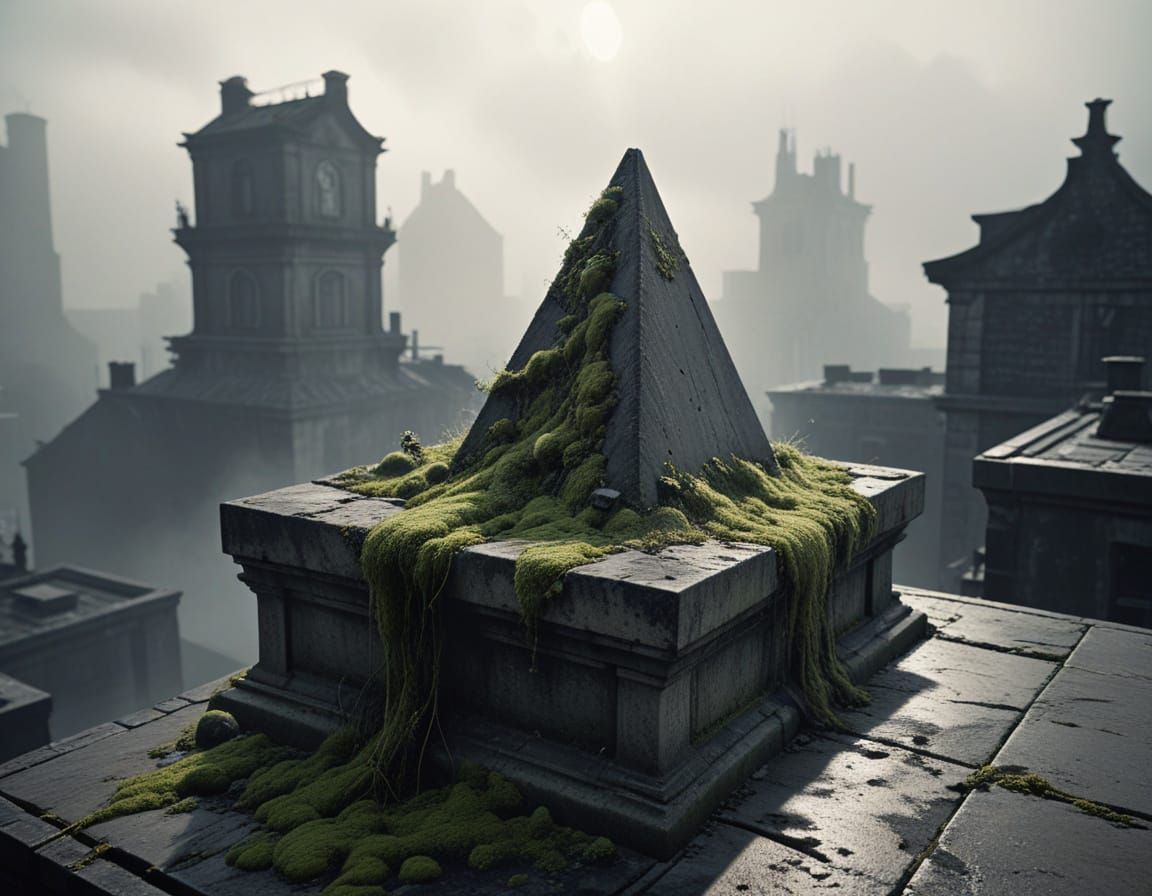 Desolate Rooftop in Grainy Black and White