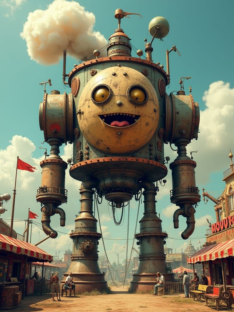 Steampunk Carnival Machine in Digital Art Style