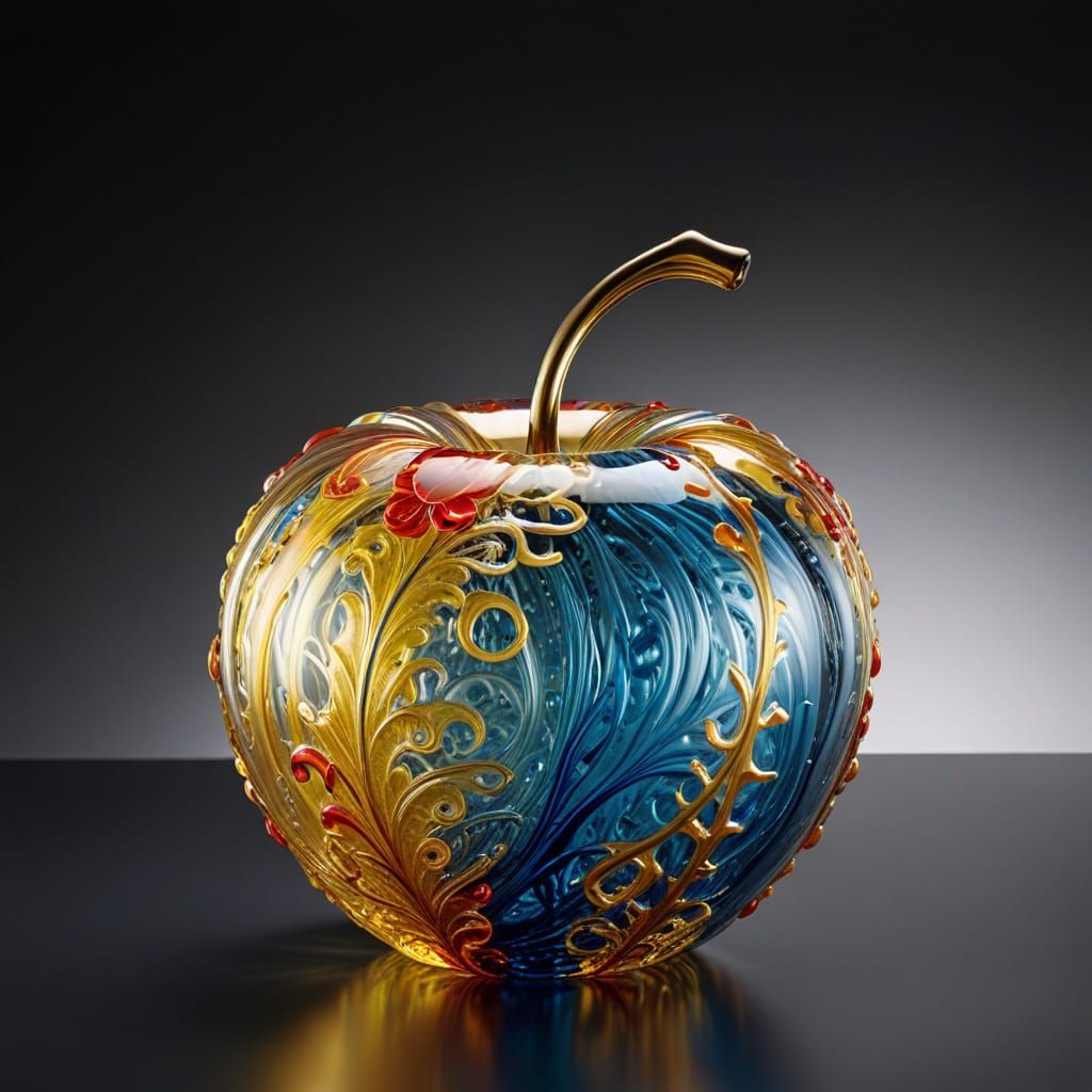 Elegant Murano Glass Apple in 24k Gold Foil, Handcrafted in ...