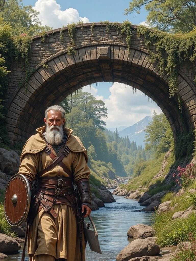 A Mysterious Cleric Stands Guard Beneath an Ancient Bridge