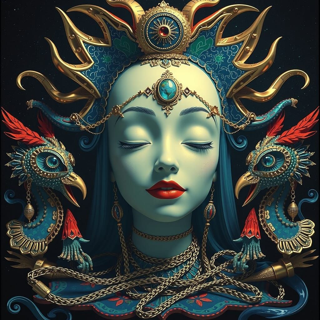 Psychedelic Glamour: A Surreal 3D Portrait