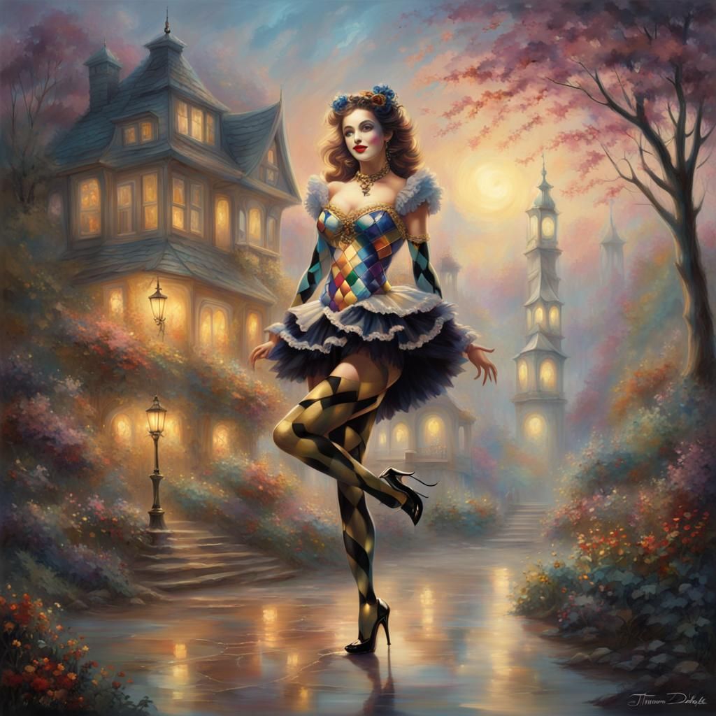 Ethereal Harlequin in Dreamy, Romantic Style