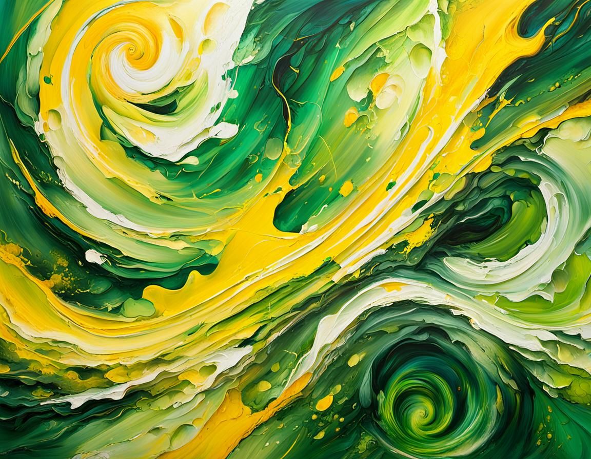Abstract Expressionism: Swirling Yellow and Green