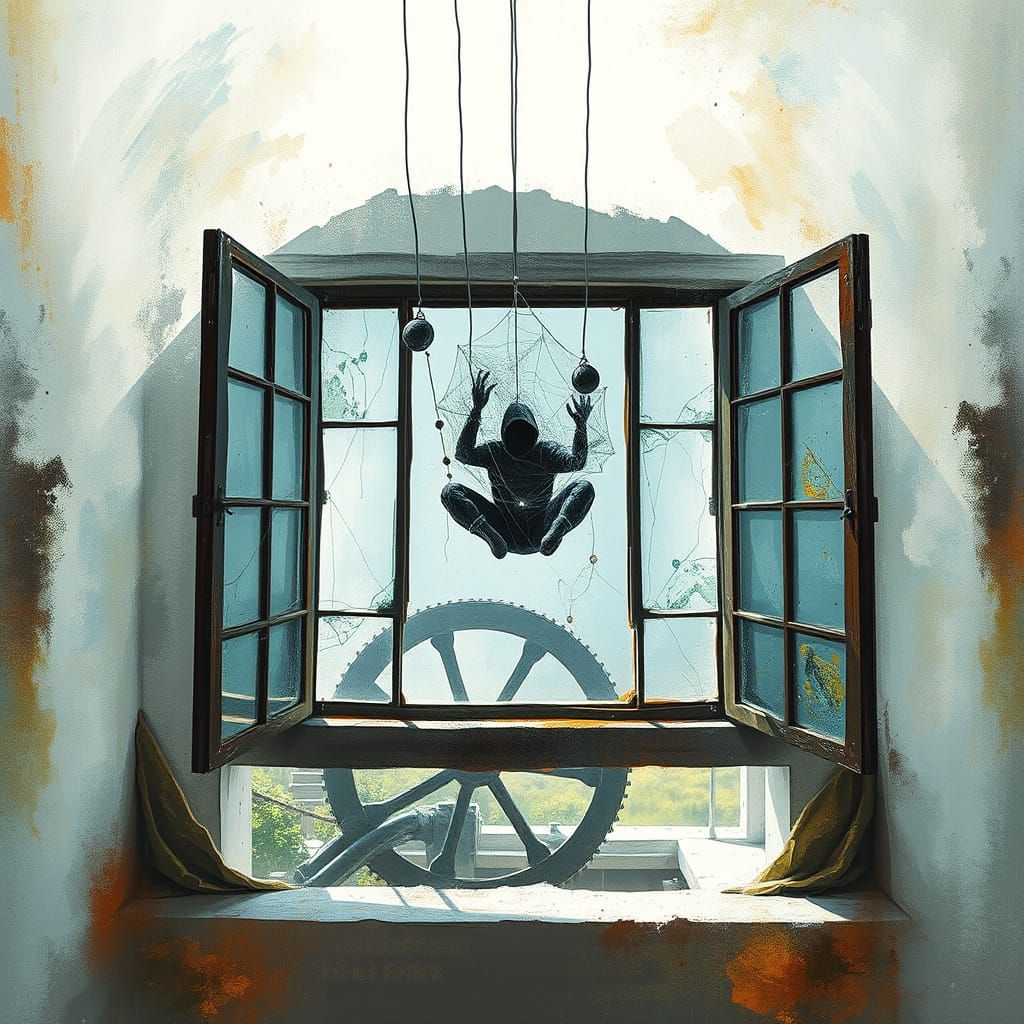 Ash in Surreal Abstract Landscape with Reflections